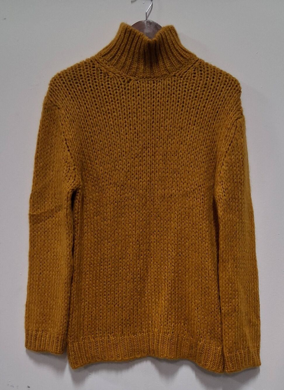 Massimo dutti womens small mockneck sweater mohair mustard yellow tunic